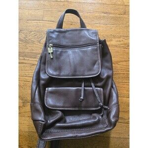Fossil Bag 1954 Vintage 90s Brown Pebbled Leather Backpack Academia